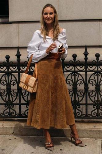 Kahverengi Süet Uzun Etek Mg2549