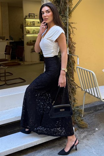 Siyah Astarlı Dantel Etek MG2731