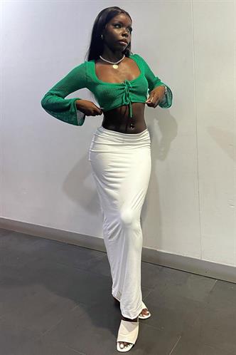 Ekru Maxi Basic Etek MG1890