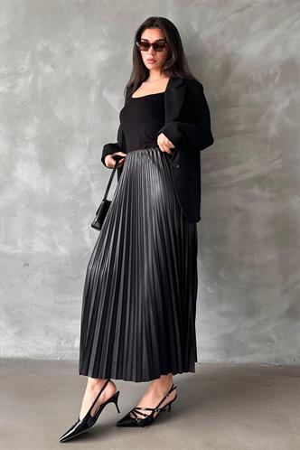 Siyah Pileli Kadın Etek MG2318