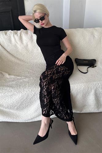 Madmext Siyah Dantel Kadın Etek Mg2338