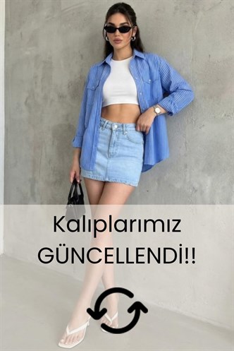 Açık Mavi Mini Jean Etek MG2099