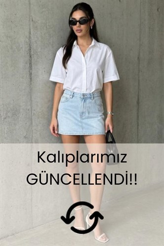 Buz Mavi Mini Jean Etek MG2099