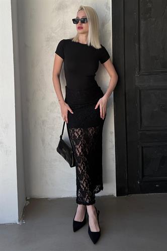 Madmext Siyah Dantel Kadın Etek Mg2338