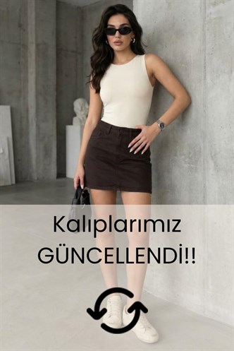 Kahverengi  Mini Jean Etek MG2099