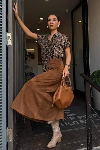 Kahverengi Süet Uzun Etek Mg2549