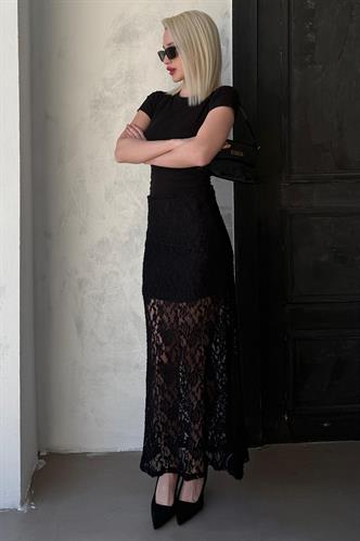 Madmext Siyah Dantel Kadın Etek Mg2338