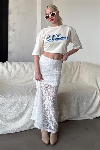 Madmext Beyaz Dantel Kadın Etek Mg2338