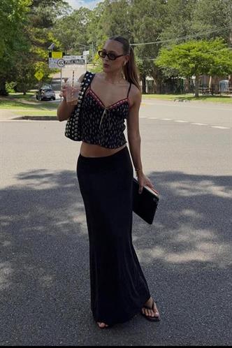 Koyu Siyah Maxi Basic Etek MG1890