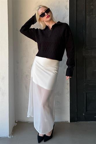 Madmext Beyaz Şifon Kadın Etek Mg2340