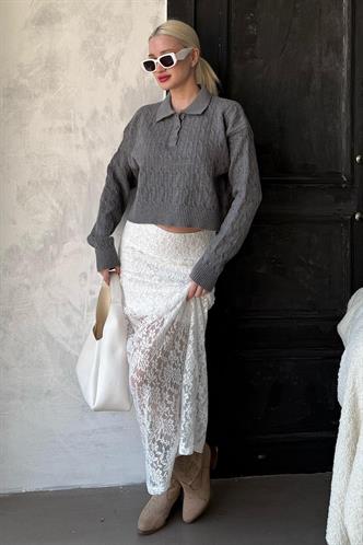 Madmext Beyaz Dantel Kadın Etek Mg2338