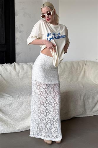 Madmext Beyaz Dantel Kadın Etek Mg2338
