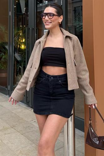 Madmext Siyah Kot Etek MG2372