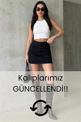 Siyah Mini Jean Etek MG2099