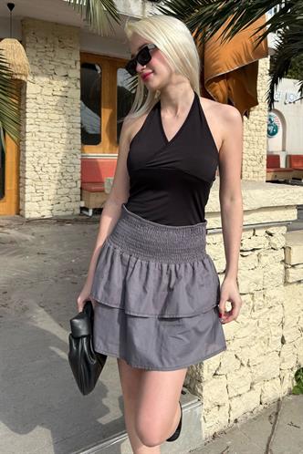 Madmext Füme Mini Katlı Etek Mg2337