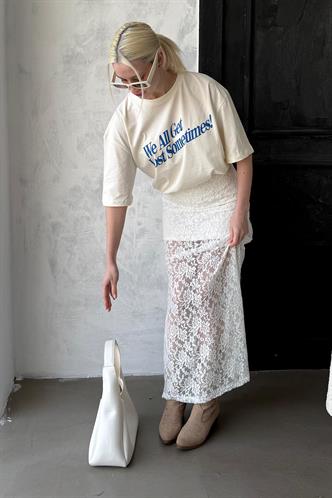 Madmext Beyaz Dantel Kadın Etek Mg2338