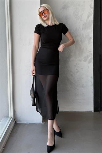 Madmext Siyah Şifon Kadın Etek Mg2340