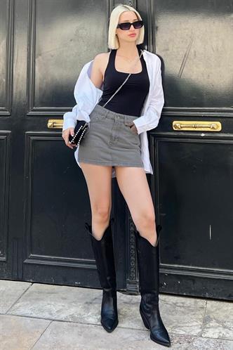 Madmext Antrasit Kot Etek MG2372