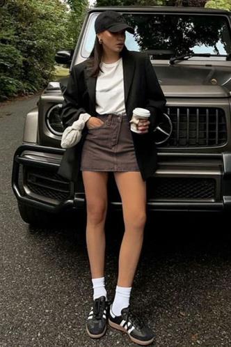 Kahverengi  Mini Jean Etek MG2099