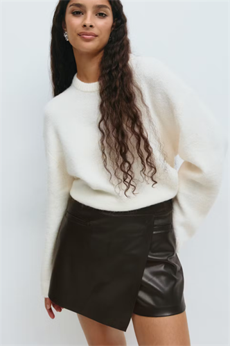 Siyah Kadın Deri Şort Etek Mg2521