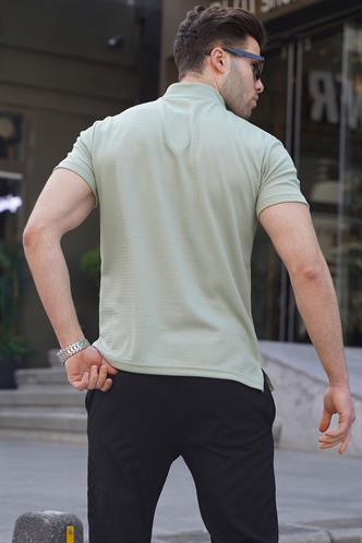 Fermuar Yaka Mint Yeşili Erkek Tişört 6120