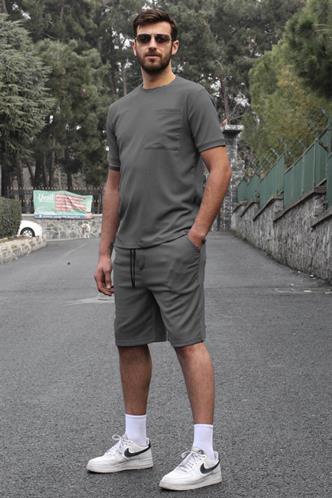 Füme Basic Cep Detaylı Erkek Şort Takımı 5914