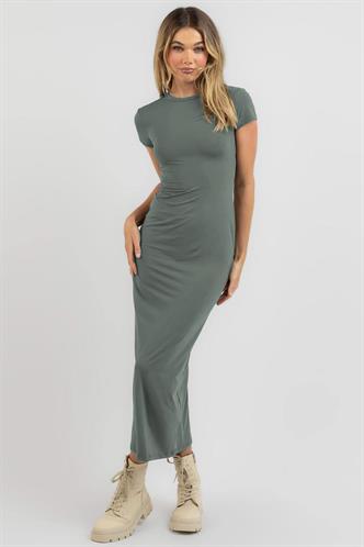 Füme Basic Yarım Balıkçı Uzun Elbise MG1856