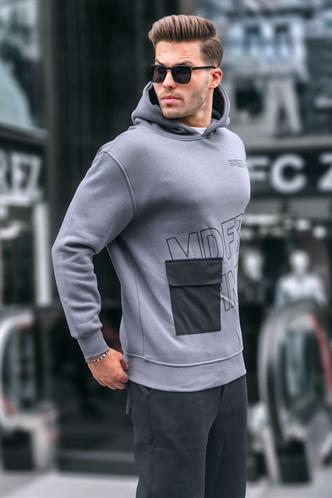 Füme Baskılı Kapüşonlu Sweatshirt 6148