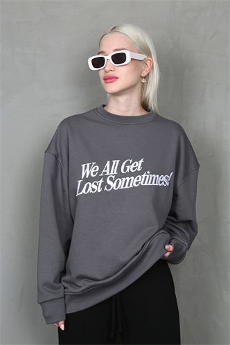 Füme Baskılı Sweatshirt MG1901