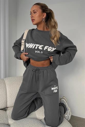 Füme  Bisiklet Yaka Baskılı Sweatshirt MG1904