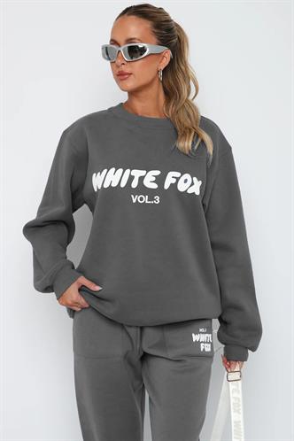 Füme  Bisiklet Yaka Baskılı Sweatshirt MG1904