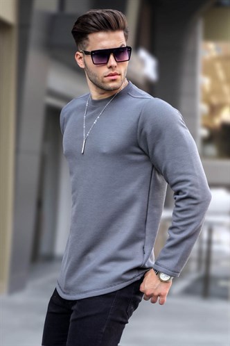 Füme Bisiklet Yaka Regular Fit Basic Sweatshirt 6023