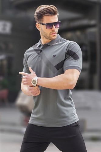 Füme Desenli Polo Yaka Erkek Tişört 6081