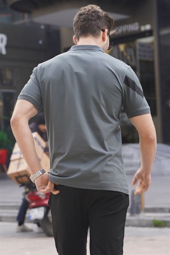 Füme Desenli Polo Yaka Erkek Tişört 6081