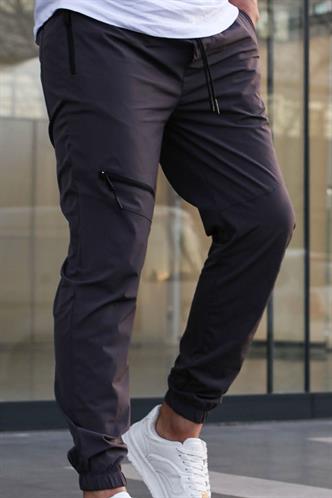 Füme Fermuar Detaylı Paraşüt Jogger Pantolon 