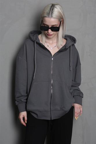 Füme Kapüşonlu Basic Sweatshirt MG1900