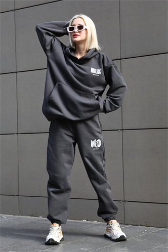 Füme Kapüşonlu Kadın Eşofman Takımı MG1917