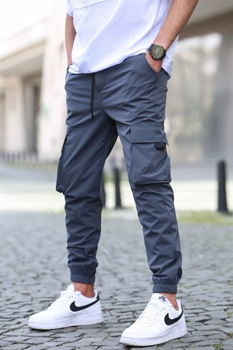 Men Smoke Gray Cargo Trousers 5461