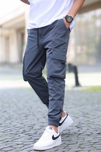 Men Smoke Gray Cargo Trousers 5461