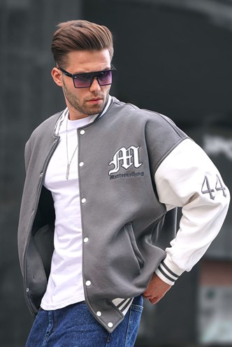 Füme Nakışlı Over Fit Bomber Ceket 6020