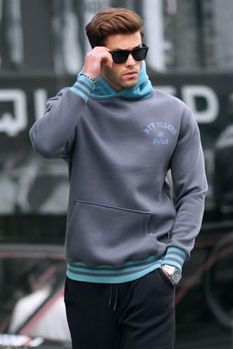 Füme Oversize Kapüşonlu Sweatshirt 6139