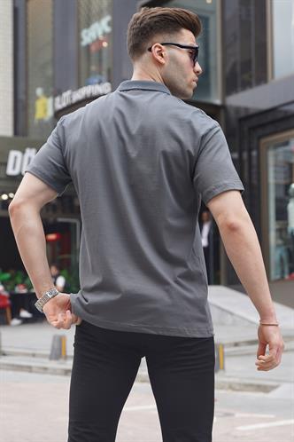 Füme Polo Yaka Basic Erkek Tişört 6126