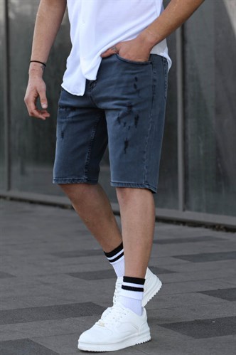 Füme Yırtık Detaylı Jean Kapri Şort 6345