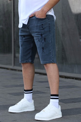 Füme Yırtık Detaylı Jean Kapri Şort 6345