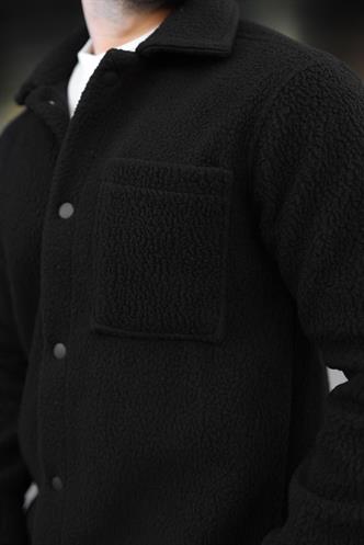 Siyah Çıt Kapamalı Yandan Cepli Erkek Gömlek Ceket E6769