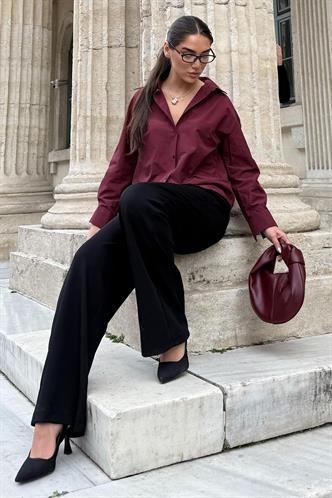 Bordo Basic Kadın Gömlek Mg2355