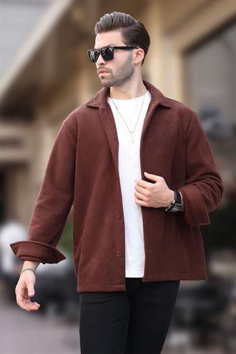 Kahverengi Düğmeli Erkek Polar Gömlek 6753