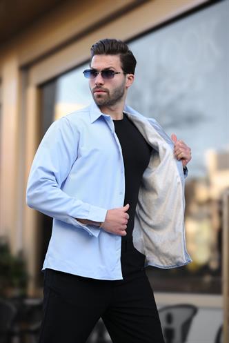 Mavi İçi Polarlı Erkek Gömlek E6759