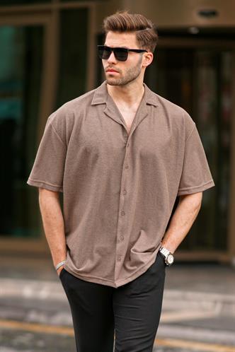 Kahverengi Kısa Kollu Erkek Gömlek 6736