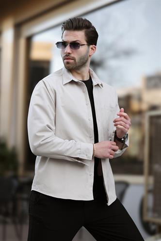 Bej İçi Polarlı Erkek Gömlek E6759